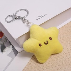 1Pcs Yellow Cute Plush Star Keychain Backpack Accessories Doll Pendant Heart Healing as a Keychain Women's Keyrings and Keychains Women