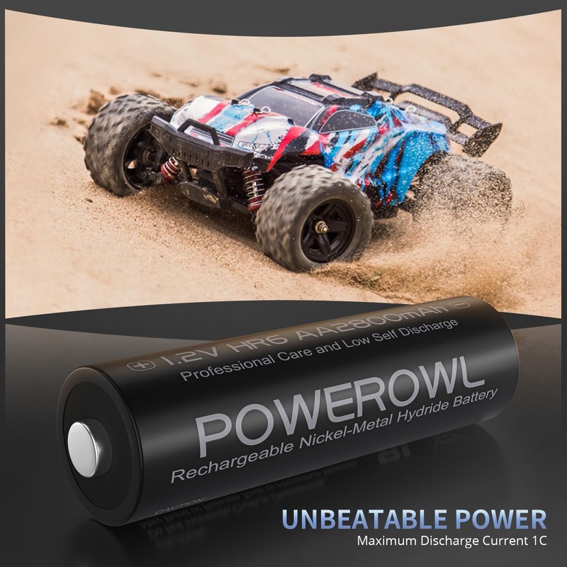 POWEROWL AA Batteries Rechargeable Kit, High Capacity 2800mAh 1200 Cycles