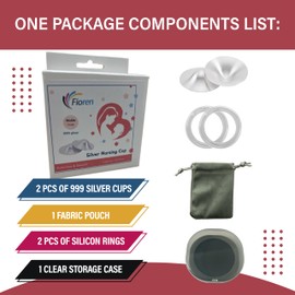 FIOREN The Original Nursing Cups – 999 Silver Nipple Shields for Breastfeeding Newborn - Silver Nipple Covers Breastfeeding for Protection | Light Weighted Nipple Covers for Women Breastfeeding