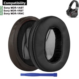 MDR-1ABT Ear Pads, BUTIAO Replacement Protein Leather Memory Foam Earpads Cushion Cups Cover Earmuffs Repair Parts for Sony MDR-1ABT MDR-1RBT MDR-1RNC Headphones - Black