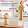10 Inch Acrylic Straw Dispenser with Bamboo Lid, 100 Colorful