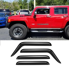 Ratzsdala 94329 External Durable Side Window Rain Guards, 4pcs Tape On Waterproof Replacement Wind Deflector, Window Visors fit for 2003-2009 Hummer H2