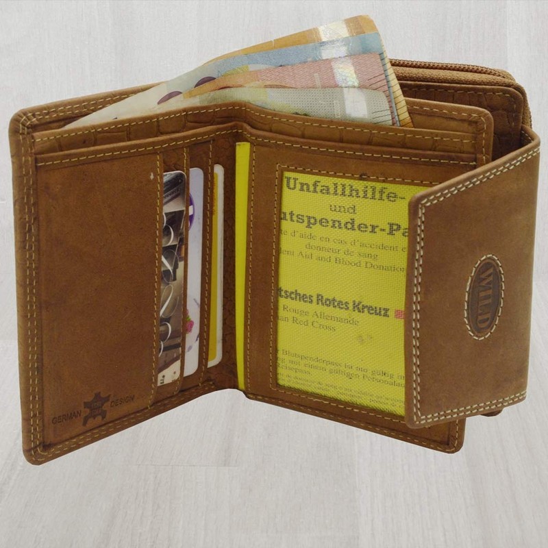 flevado Croco Design Wild Full Leather Buffalo Women's Purse Double