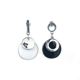 Women's Earrings 925 Silver Round Asymmetric Black and White Cross Earrings for Women Gifts ..., Zinc, Item not included.