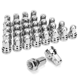 DYNOFIT 14mmx1.5 OEM/Stock Lug Nuts Compatible with 2017-2022 Ford F-250 & F-350, 32 Pack HEX21mm (13/16") One-Piece Design Factory Chrome Wheel Lug Nuts HCPZ-1012-B HCPZ-1012-A
