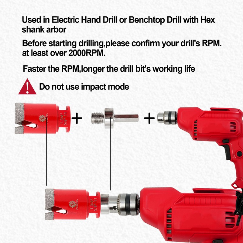 FOCSTOL Diamond Core Drill Bit Set - 5pcs (25/35mm+20mm Drilling