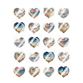 Beach Heart Stars and Moon Nail Decals - Waterslide Nail Decals