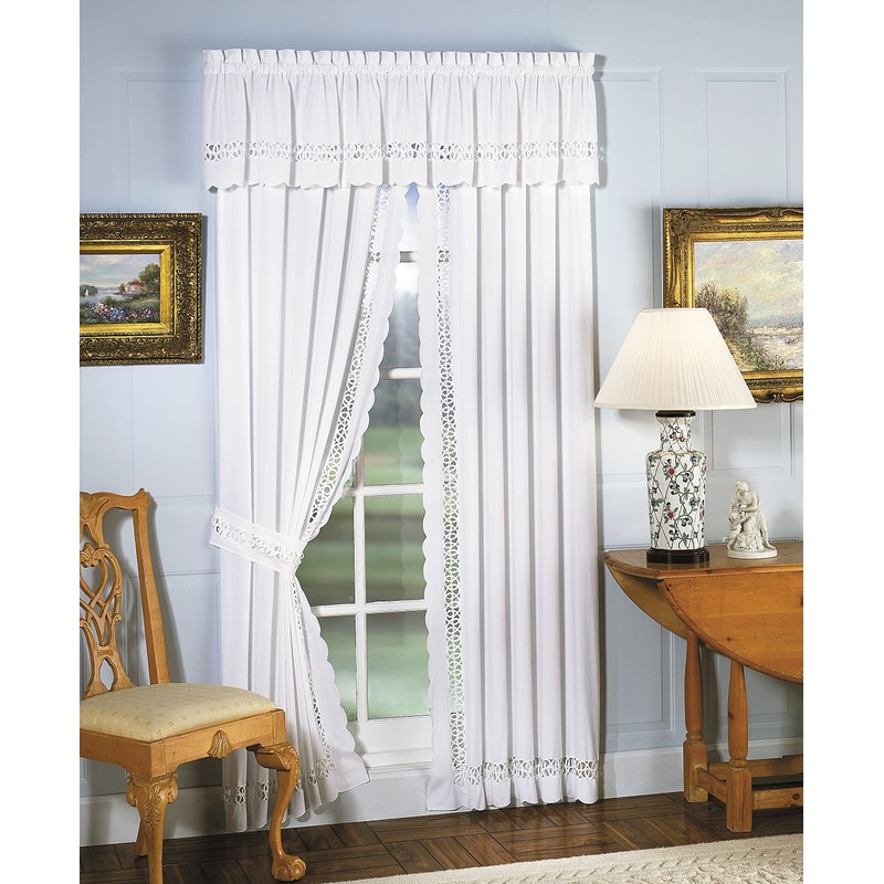 Today's Curtain, Hellina Tapework Panel Pair 84", White, 4-Piece-Set, 80"