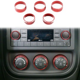 RT-TCZ Radio Channel Switch Button Audio Air Conditioning Knob Button Cover Decoration Twist Switch Ring Trim 5PCS for Jeep Wrangler JK JKU 2011-2018 & for Jeep Compass 2010-2015 & for Jeep Patriot 20