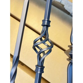 AAqq Decor 10 Pack Stair Balusters Hollow Single Basket and Double Twist Stair Spindles 1/2" Square Iron Balusters with 20 Swivel Shoes(A225-10)