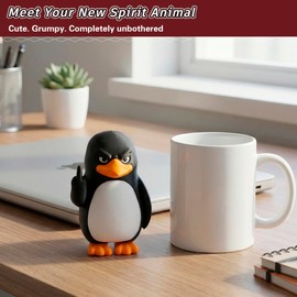 Funny Middle Finger Penguin Figurine, 3D Printed Statue with Attitude. Cute Desk Decor, Rude Office Accessories. Hilarious Gag Gifts for Coworkers, Men, Women. Stress Relief Novelty Prank Ornament