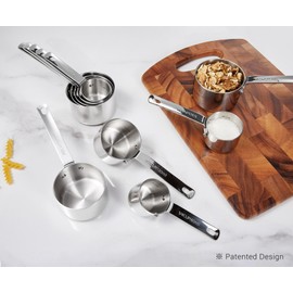 KEAWELL Premium 5-Piece Measuring Cups Set –1/4, 1/3, 1/2, 2/3, and 1 cup-18/10 Stainless Steel - Upscale, Durable, Stackable, Dishwasher Safe (Silver, 5PC Measuring Cups)