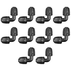 Tiardey 10 Pcs Automatic Drip Irrigation Fittings 1/2 Inch Universal Elbow Connectors Barbed Elbow Drip Parts Garden Watering System Accessory