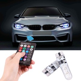 4pcs T10 RGB Luces de Coche Coloridas Bombillas LED con Control Remoto para Varios Interiores de Automóviles