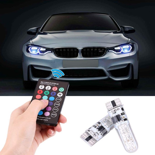 4pcs T10 RGB Luces de Coche Coloridas Bombillas LED con