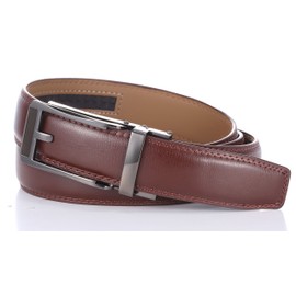 Marino Avenue Mens Genuine Leather Ratchet Dress Belt with Open Linxx Buckle - Erudition - Amber - Adjustable from 28" to 44" Waist