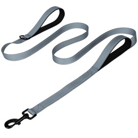Joytale Dog Leash Heavy Duty for Large Dogs That Pull, Double Handle for Traffic Control, Double-Sided Reflective Leashes for Large Medium Dogs Night Safety, 6FT, Gray