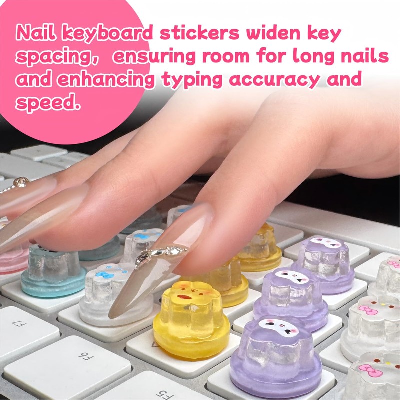 Hiupgo Raised Keyboard Stickers for Long Nails - Comfortable Typing