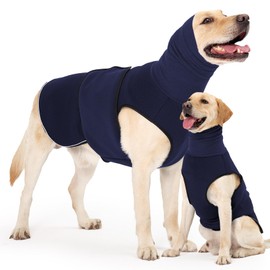 HEYWEAN Dog Anxiety Jacket with Calming Hood Anxiety Relief Vest with Ear Cover Dog Calming Coat Turtleneck for Thunder Fireworks Travel and Separation Anxiety Wrap Dog Anxiety Coat Reflective Strips