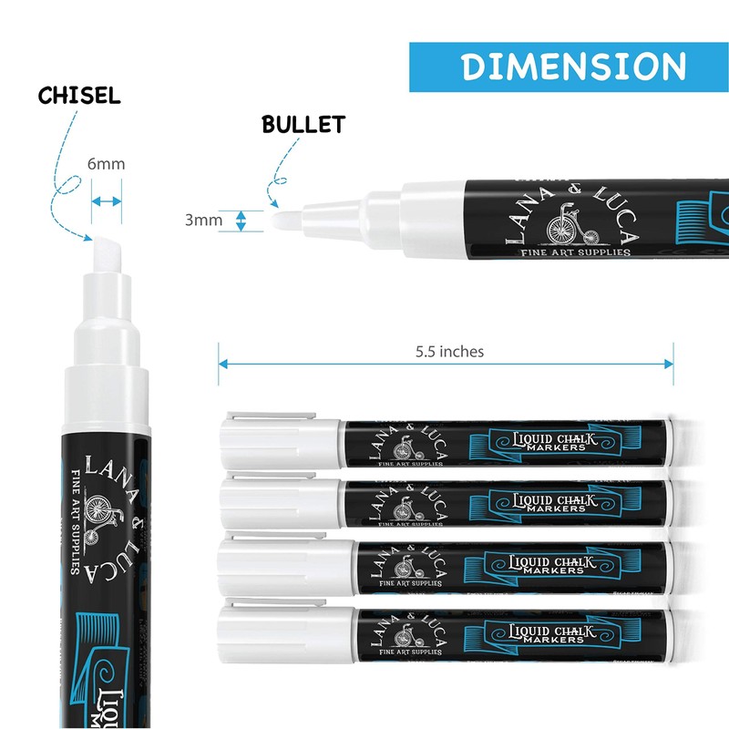 Liquid Chalk Marker Pen - White Dry Erase Marker -
