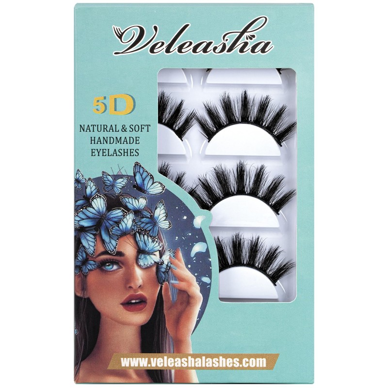 Veleasha Lashes Spiky False Eyelashes 100% Handmade Eyelashes Fluffy Fake