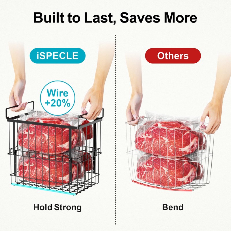 iSPECLE Deep Freezer Organizer Bins - 4 Pack Large Adjustable