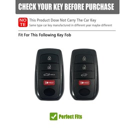 YINEOR Key Fob Cover Leather Car Key Case Keychain Fob Holder Compatible with Toyota Venza RAV4 Prime Sienna Tundra Corolla Cross Land Cruiser Fortuner Mirai Hilux Sequoia (TYB-4-Black)