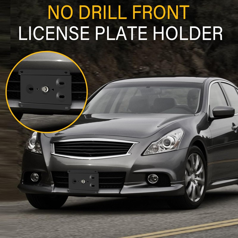 No Drill Bumper License Plate Holder Fits Infiniti 2016-up Q50