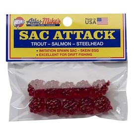 Atlas Mike's Sac Attack Imitation Salmon Fishing Bait Eggs (Bag of 10), Red