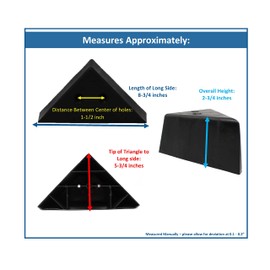 JSP Manufacturing 3" Triangle Plastic Furniture Black Corner Legs - Sofa Couch Chair Ottoman (1 Leg)