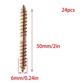 Pocoxll 24 Pcs Self-Tapping Dowel Screws, Zinc Plated Double Ended Screws for Wood Connecting(M6x50mm)