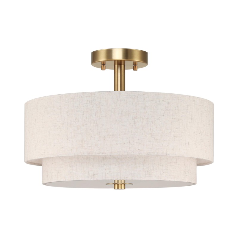 XiNBEi Lighting 16inch Semi Flush Mount Ceiling Light, 3-Light Brass