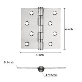 sourcing map 2Pcs 4"x4"x0.1" Door Hinges with 8 Holes and Screws Ball Bearing Interior Door Hinges Non Symmetry Holes Layout for Bedroom, Bathroom, Living Room, Silvery