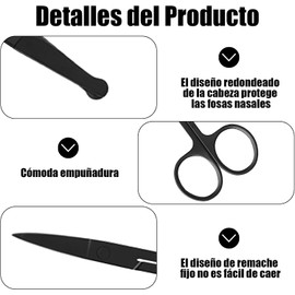 2 Piezas Tijeras de Vello Facial Redondeado, 100% Acero Inoxidable, Tijeras Profesionales de Aseo, para Cortar el Vello de la Nariz, Barba, Bigote, Ceja Tijeras profesionales de aseo con puntas redondas para cortar vello de nariz, barba, bigote y cejas de