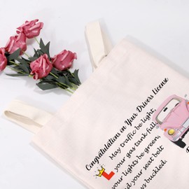 MEIKIUP New Driver Makeup Bag Passing Driving Test Gifts for Women Birthdays Gift for Daughter Driver Travel Bag (Driving Test Tote Bag)