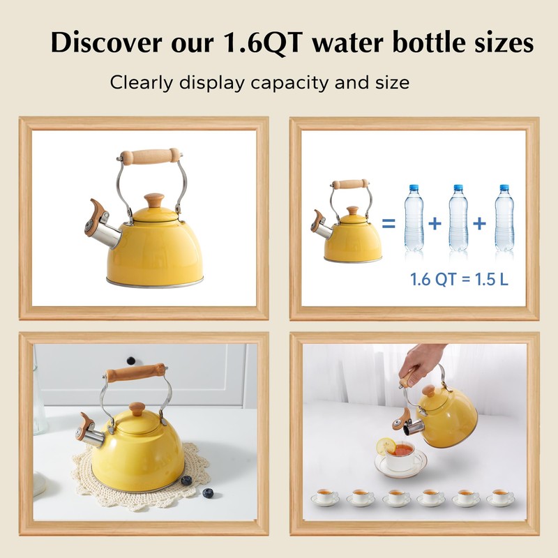 ROCKURWOK Tea Kettle, Tea Pot with Cool Touch Ergonomic Handle,