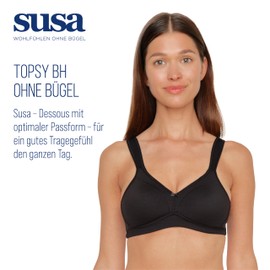 Susa Ladies’ Underwire-free bra, 7077 (7208 - Bh) - Black (004), size: 80a