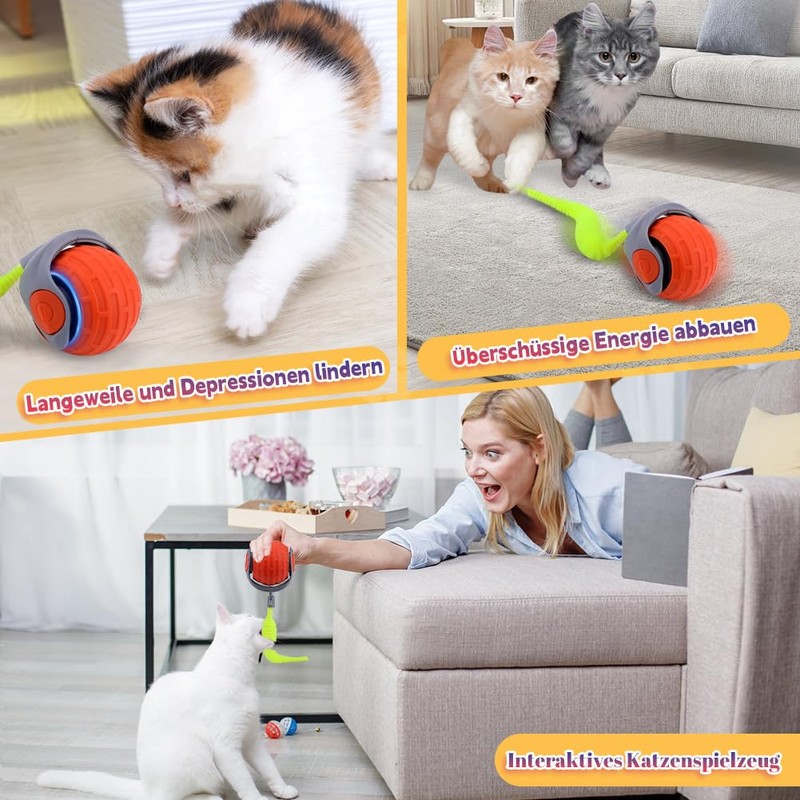 Electric Cat Toy, Interactive Cat Toy, Self-Activity Rolling Ball, Interactive