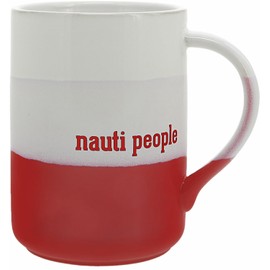 Pavilion Gift Company - Nauti People Ceramic 18-ounce Mug Nautical Themed Gifts for Boat Lovers, Helm, Red