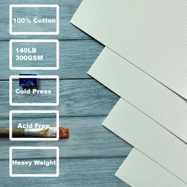 tumuarta Watercolour Sketchbook, 12 x 12 cm, 300 g/m², 100% Cotton, Cold Pressed, 24 Sheets, 48 Pages, Watercolour Journal for Use as Travel Sketchbook and Mixed Media Notepad (Green)