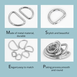 Leliafleury 30PCS 25mm Metal D Rings Non-Welded Loop Buckles Metal D-Shape Buckles Multi-Purpose D Rings Fasteners for Handbag Backpack Strap Belts Pet Collars DIY Accessories (Silver)