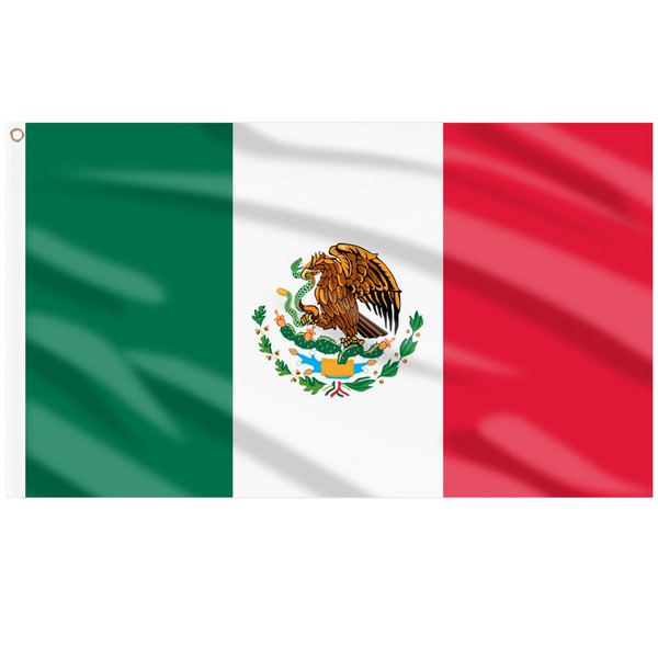 AhfuLife Mexico Flags 5ft x 3ft for Party Decoration 1/2 Pack Mexican Flag - Double Sided with Brass Grommets for Mexico Independence Day Decor (Pack of 2)