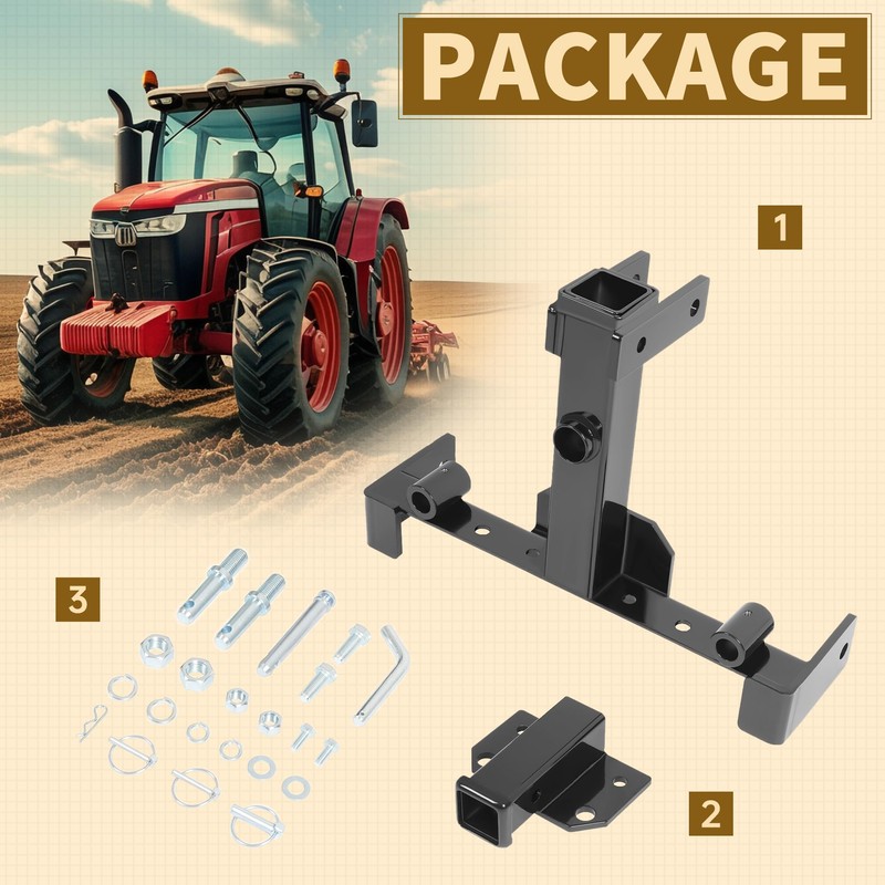 KUAFU 3 Point Hitch Receiver Universal Compatible with Category 1