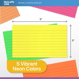 Index Cards Bulk, 3 x 5 Index Cards (2400 Cards), Neon Flash Cards, Note Cards, Flashcards, Index Cards 3x5, Notecards, Flash Cards For Studying, 100 Cards Per Pack, (24 Pack)