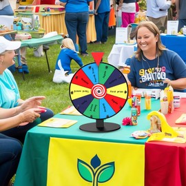 12 Inch 10 Slot Prize Wheel, Spinning Wheel for Prize, Prize Wheel Spinner with Stand, Tabletop Spinner Wheel with Dry Erase Markers and Eraser, Carnival Spin Wheel for Trade Show, Fortune Spin Game