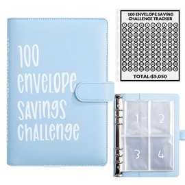 100 Envelopes Money Saving Challenge A5 Binder with Cash Envelopes Budget Book to Save $5050 in 100 Days, Ideal for Budget Planning Money Management Organizer Pvc Durable e Planner sketchbook bible study supplies cute office supplies for work:_Blue