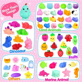 Mochi Squishy Toys Glitter 40pcs Party Favors for Kids Mini Squishy Kawaii Mochi Animal Squishies Cat Unicorn Squishy Mini Squeeze Stress Relief Toys for Kids Adults Treasure Box Toys