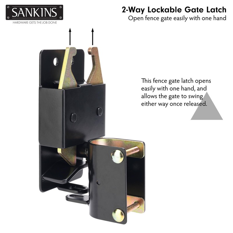 SANKINS 2 Way Heavy Duty Lockable Gate Latch, Black Anti-Sag