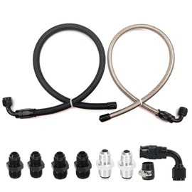 6AN Power Steering Pump Hose Kit 25Inch Leak-Proof High/Low Pressure Line Compatible with Chevy C10 LS Swap & GM Type II Power Steering Pump