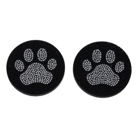 YYlingx 2Pcs Car Coasters, Car Cup Holder Coaster,Paw Print Car Cup Holder Coaster,Bling Car Accessories with Crystal Rhinestones for Women and Men(white)